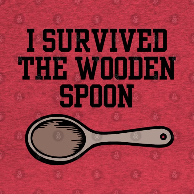 I Survived The Wooden Spoon (black) by KayBee Gift Shop